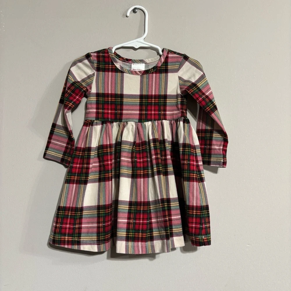 Girls Long Sleeve Red Plaid Hanna Andersson Skater Dress Size‎ 18-24 Months